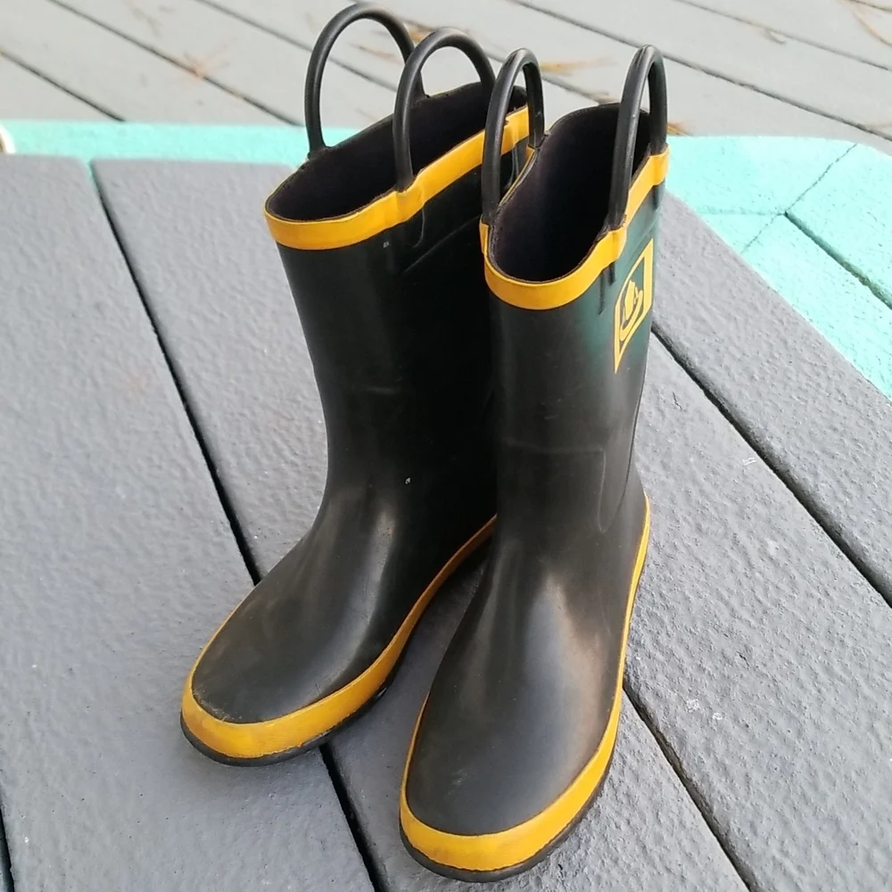 Boys Storm Chef steel shank black yellow rain boots